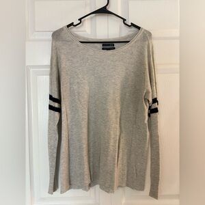 American Eagle Outfitters Gray Ribbed Relaxed Hoodie